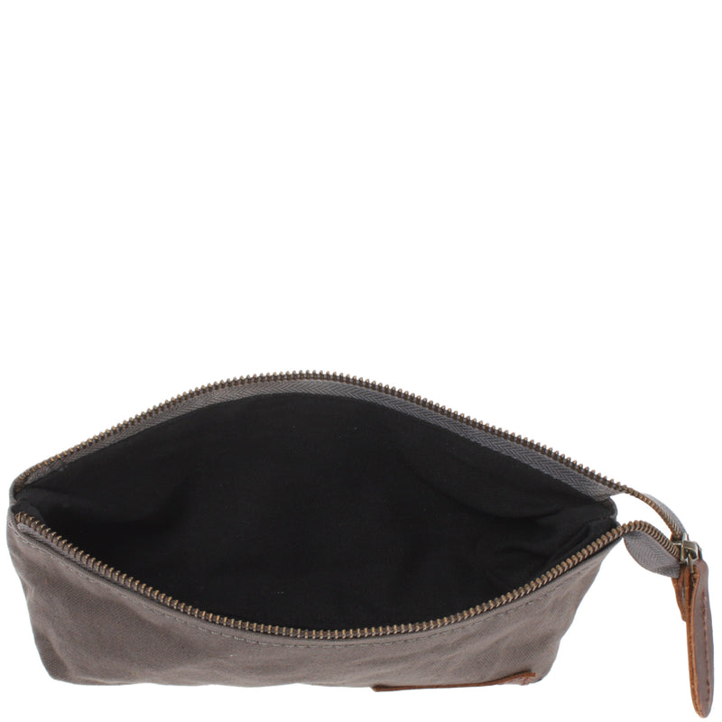 Leconi Stiftemappe Federtasche Stifteetui Federmappe Damen Herren Canvas Leder grau LE9026 Hotsell
