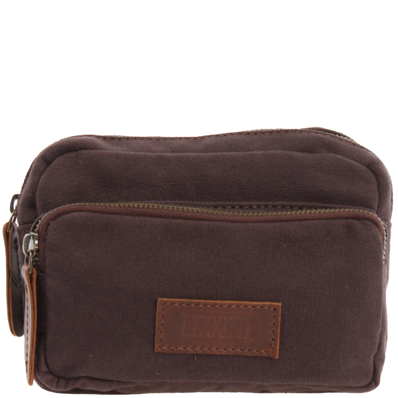 Leconi Gürteltasche Bauchtasche Canvas Rindsleder mokka LE3037