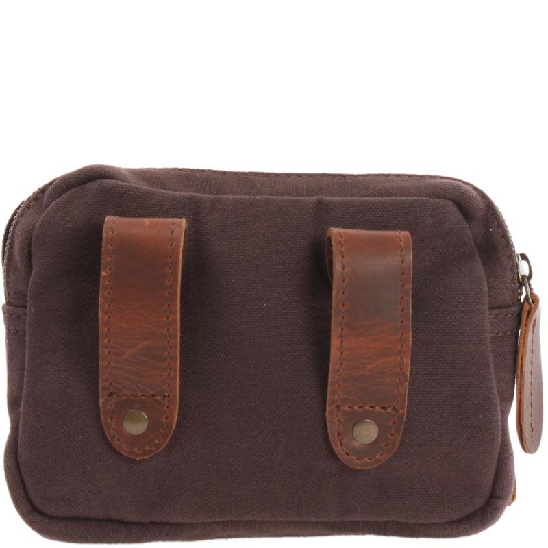 Leconi Gürteltasche Bauchtasche Canvas Rindsleder mokka LE3037 im Angebot