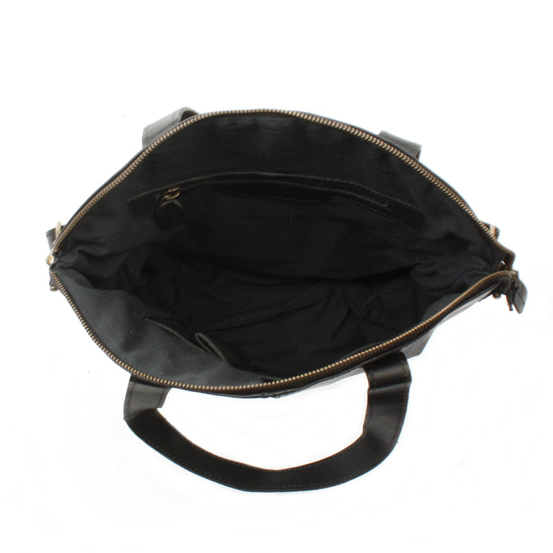 Leconi Shopper Schultertasche Damen Handtasche Ledertasche Henkeltasche Leder schwarz LE0060 Günstiger Verkauf