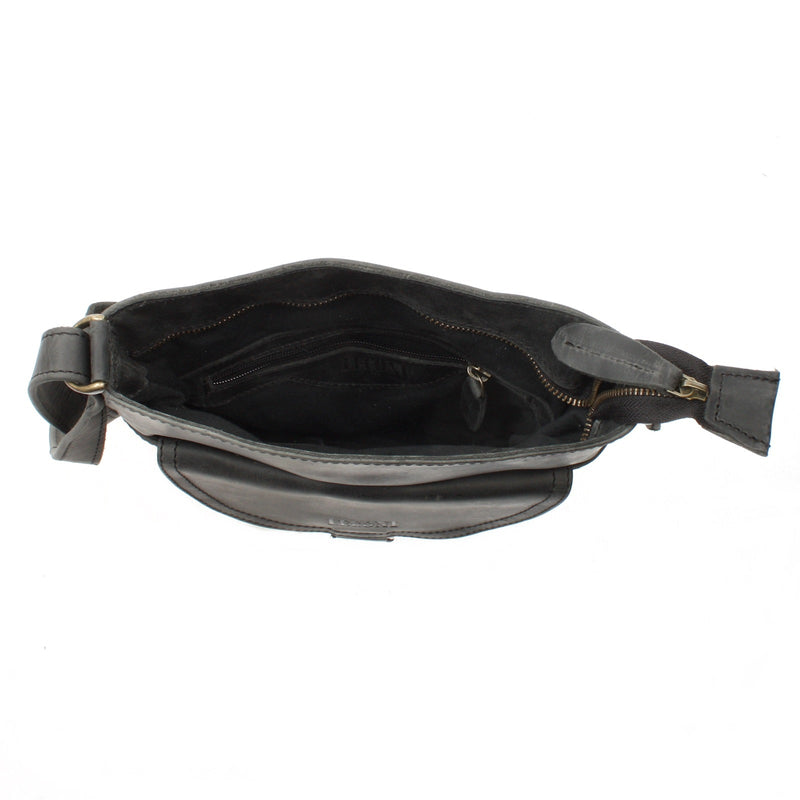 Leconi Umhängetasche Schultertasche Damen Herren Used Look Leder grau LE3072 Fabrikverkauf