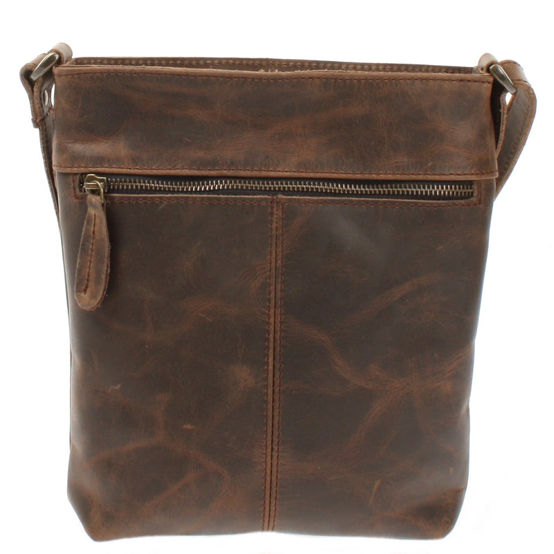 Leconi Umhängetasche Schultertasche Damen Herren Used Look Leder schlamm LE3072 Meist gekauft