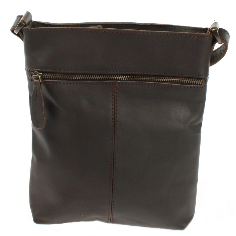 Leconi Umhängetasche Schultertasche Damen Herren Used Look Leder dunkelbraun LE3072 Blitzverkäufe