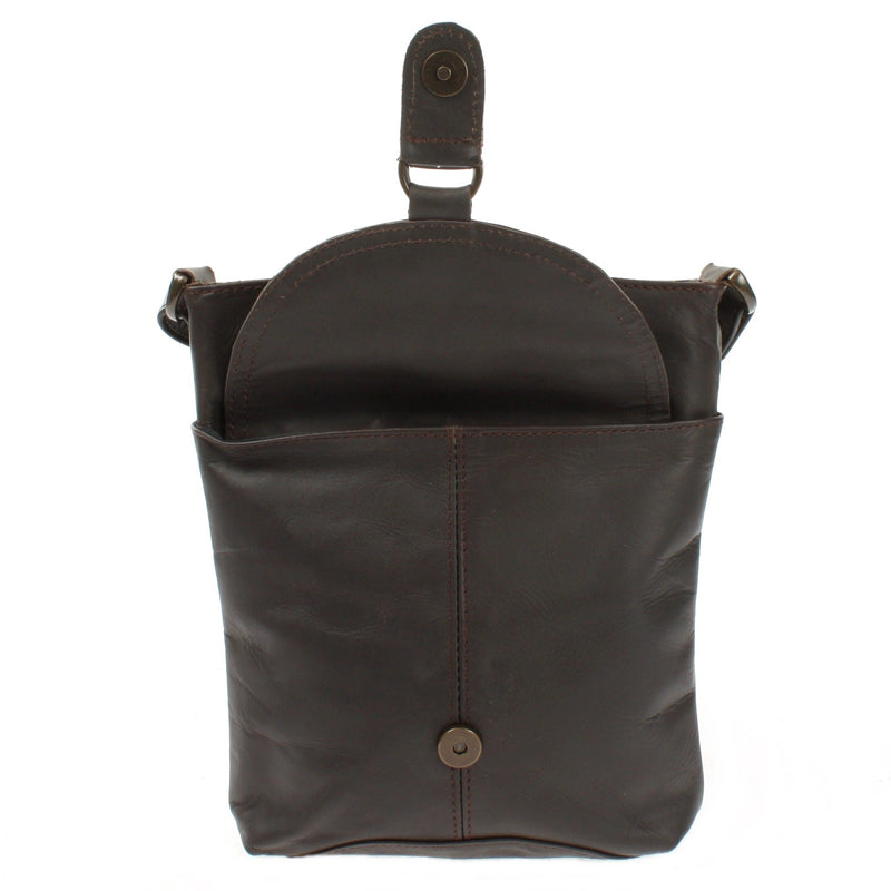 Leconi Umhängetasche Schultertasche Damen Herren Used Look Leder dunkelbraun LE3072 Blitzverkäufe