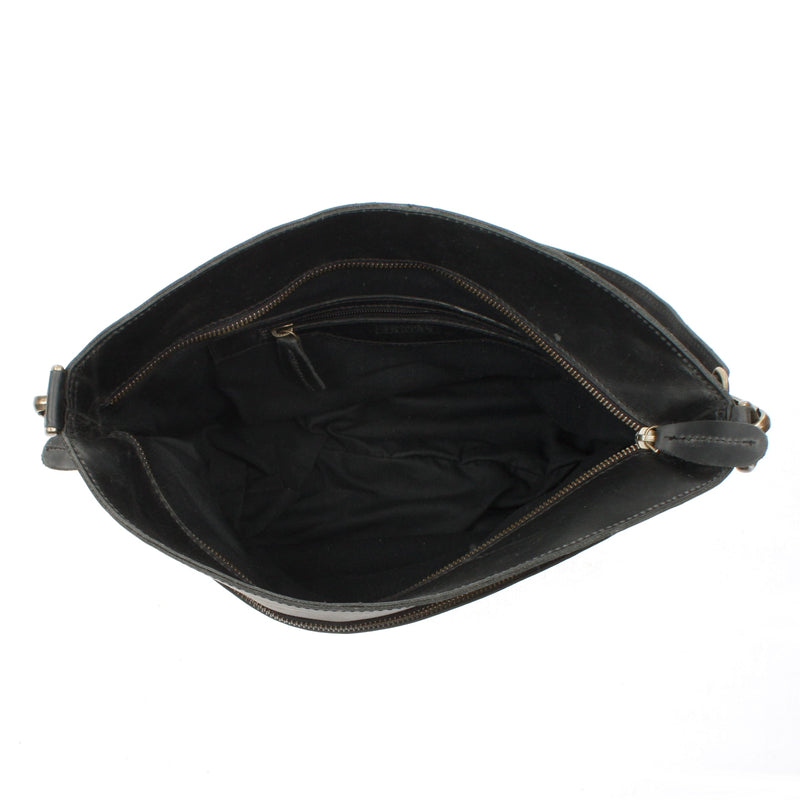 Leconi Umhängetasche Schultertasche Damen Freizeittasche Leder grau LE3050 Kostenloser Versand