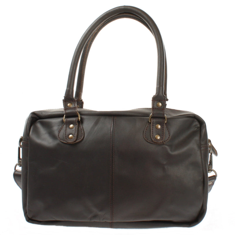 Leconi Schultertasche Handtasche Henkeltasche Damen Leder dunkelbraun LE0046 Limitierter Zeitrabatt