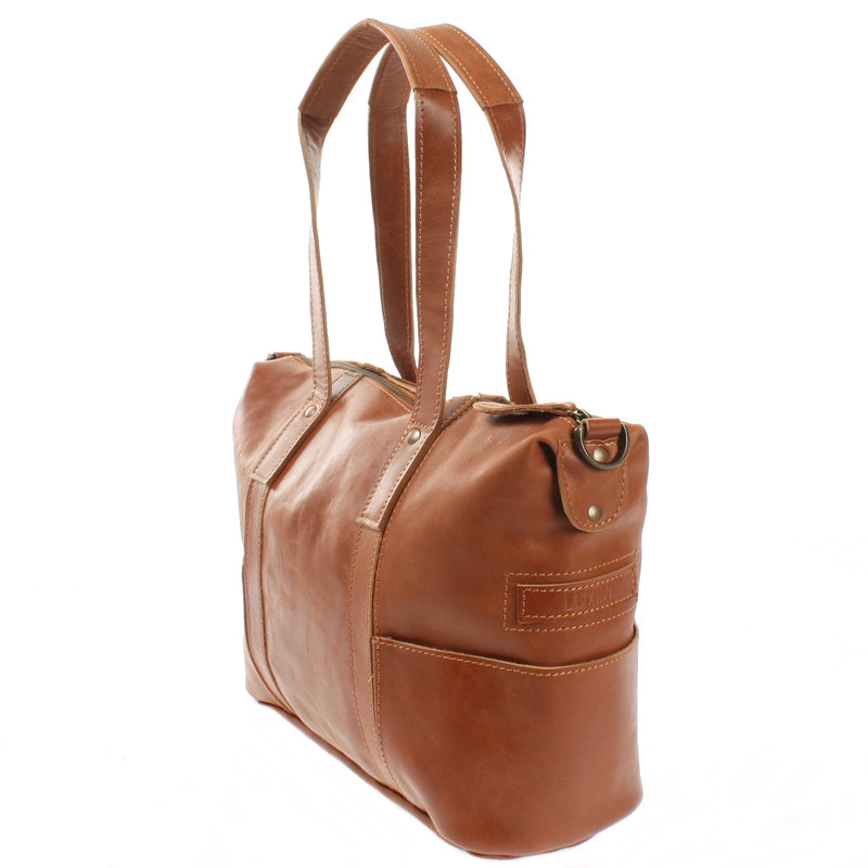 Leconi Shopper Schultertasche Henkeltasche Leder cognac LE0034 Fabrik Onlineshop