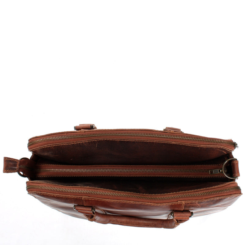 Leconi Umhängetasche Schultertasche Henkeltasche Damentasche Aktentasche Businesstasche Leder kastanie LE3065 Fabrikpreis