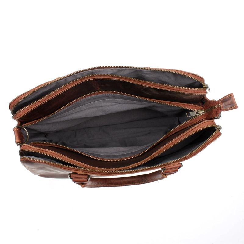 Leconi Umhängetasche Schultertasche Henkeltasche Damentasche Aktentasche Businesstasche Leder kastanie LE3065 Fabrikpreis