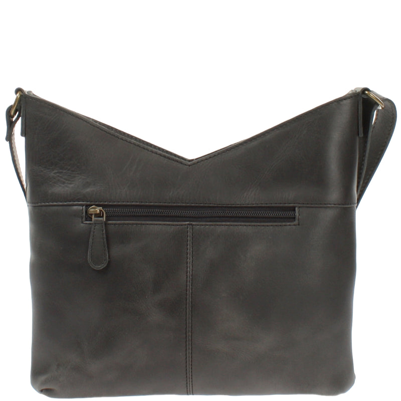 Leconi Umhängetasche Damentasche Handtasche Leder dunkelgrau LE0065 Rabatt