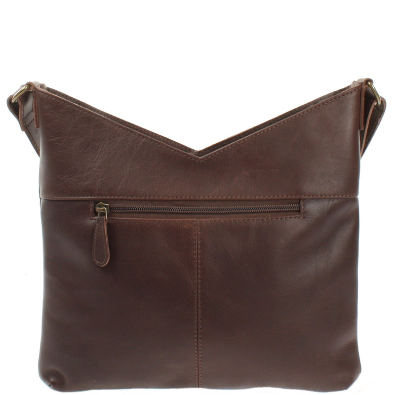 Leconi Schultertasche Damentasche Handtasche Leder dunkelbraun LE0065 Günstig kaufen