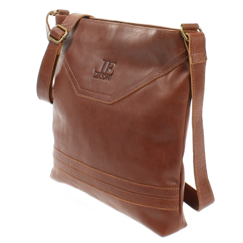 Leconi Umhängetasche Ledertasche Damen Schultertasche Leder braun LE0066 Versandkostenfrei