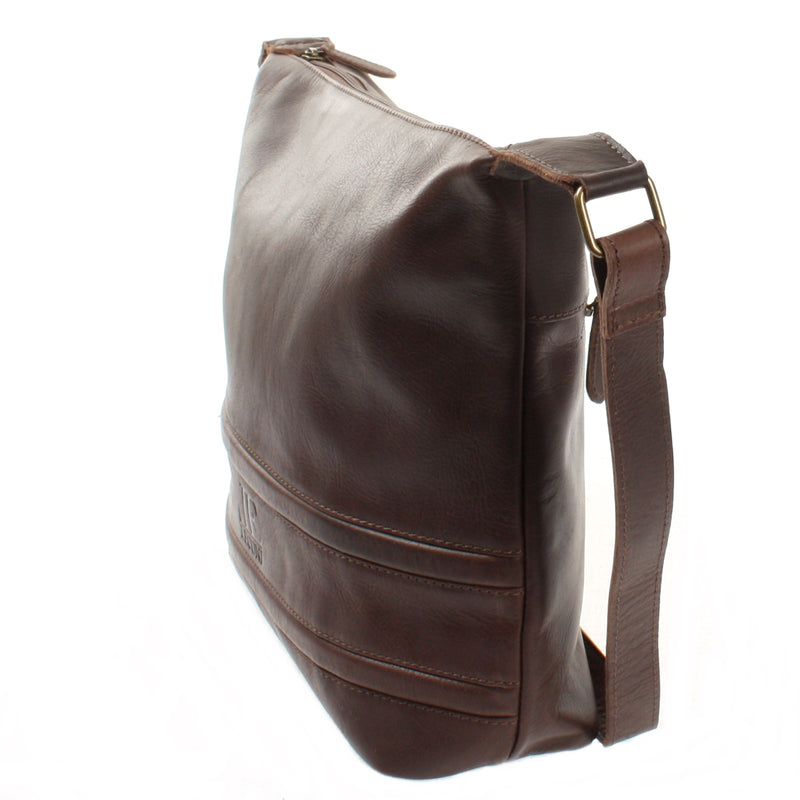 Leconi Umhängetasche Beuteltasche Ledertasche Damentasche Leder dunkelbraun LE0064 Begrenztes Angebot
