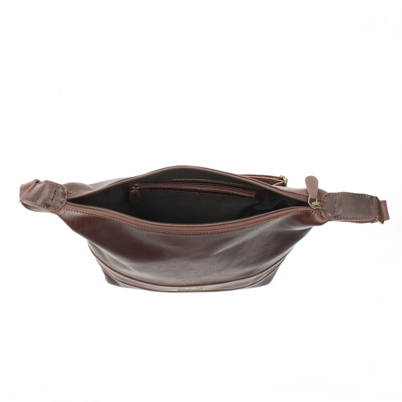 Leconi Umhängetasche Beuteltasche Ledertasche Damentasche Leder dunkelbraun LE0064 Begrenztes Angebot