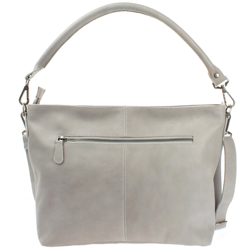 Leconi Schultertasche Umhängetasche Ledertasche Leder Damen hellgrau LE0062 Online Shopping