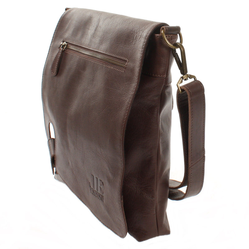 Leconi Umhängetasche Ledertasche Damen Schultertasche Leder dunkelbraun LE3073 Exklusivangebot