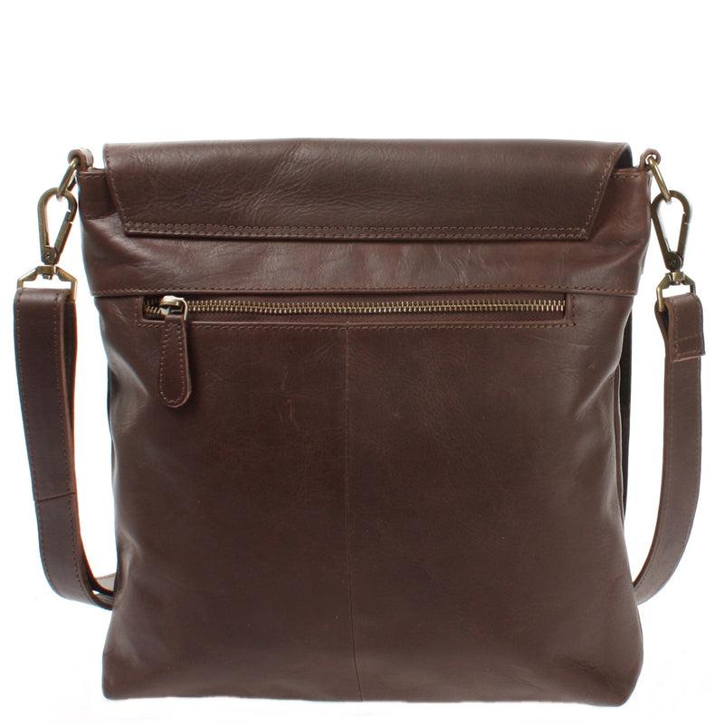 Leconi Umhängetasche Ledertasche Damen Schultertasche Leder dunkelbraun LE3073 Exklusivangebot