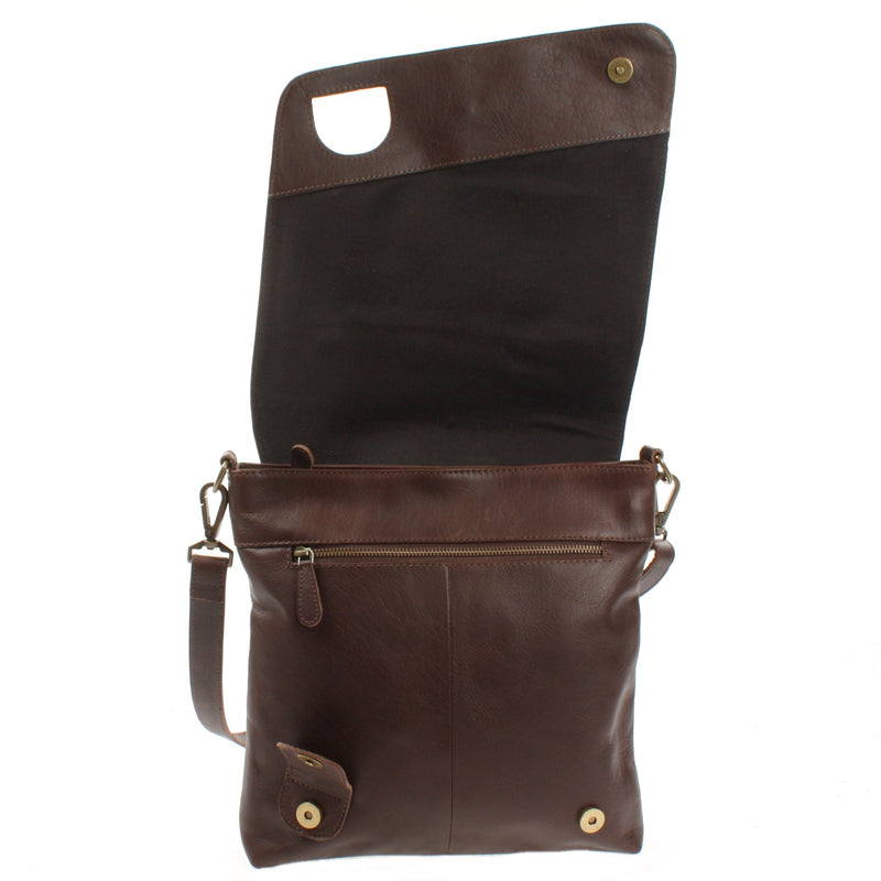 Leconi Umhängetasche Ledertasche Damen Schultertasche Leder dunkelbraun LE3073 Exklusivangebot