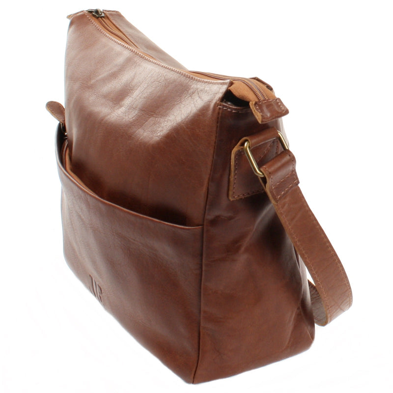 Leconi Umhängetasche Ledertasche Damen Herren Schultertasche Leder braun LE0067 Saisonschlussverkauf