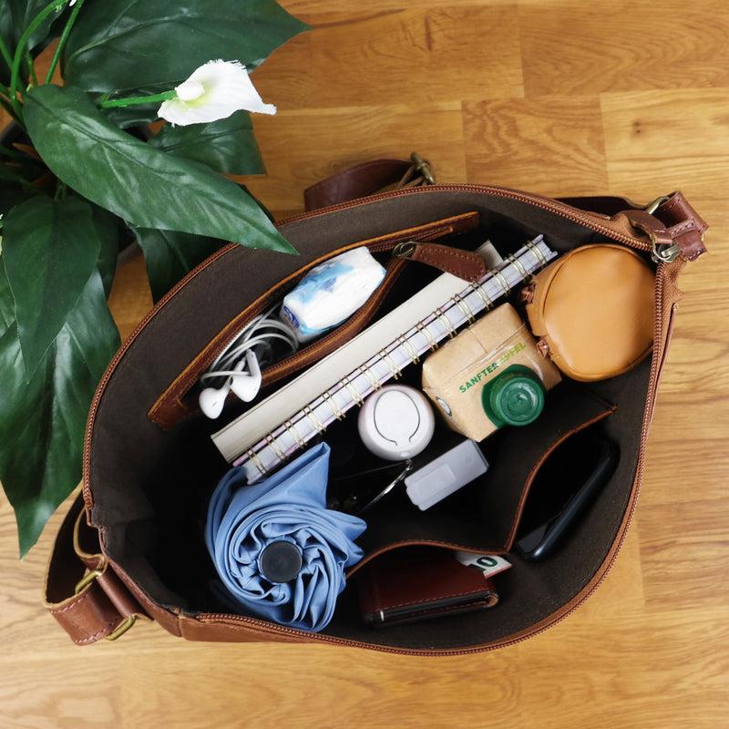 Leconi Umhängetasche Ledertasche Damen Herren Schultertasche Leder braun LE0067 Saisonschlussverkauf