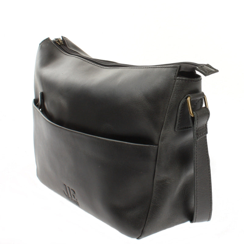 Leconi Umhängetasche Ledertasche Damen Herren Schultertasche Leder dunkelgrau LE0067 Black Friday