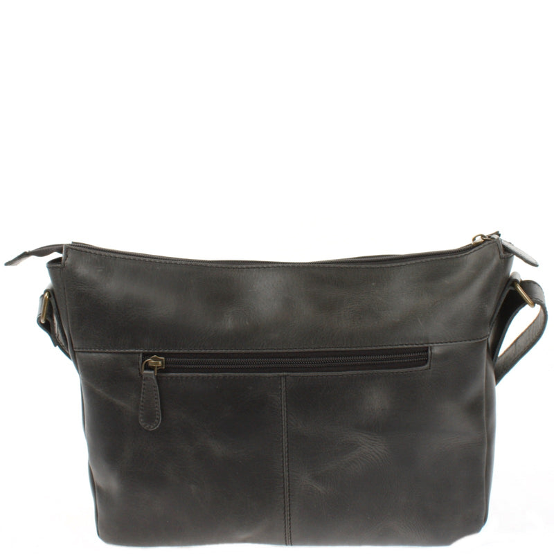 Leconi Umhängetasche Ledertasche Damen Herren Schultertasche Leder dunkelgrau LE0067 Black Friday