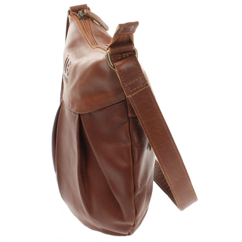 Leconi kleine Umhängetasche Ledertasche Damentasche Schultertasche Leder braun LE0070 Osterangebot