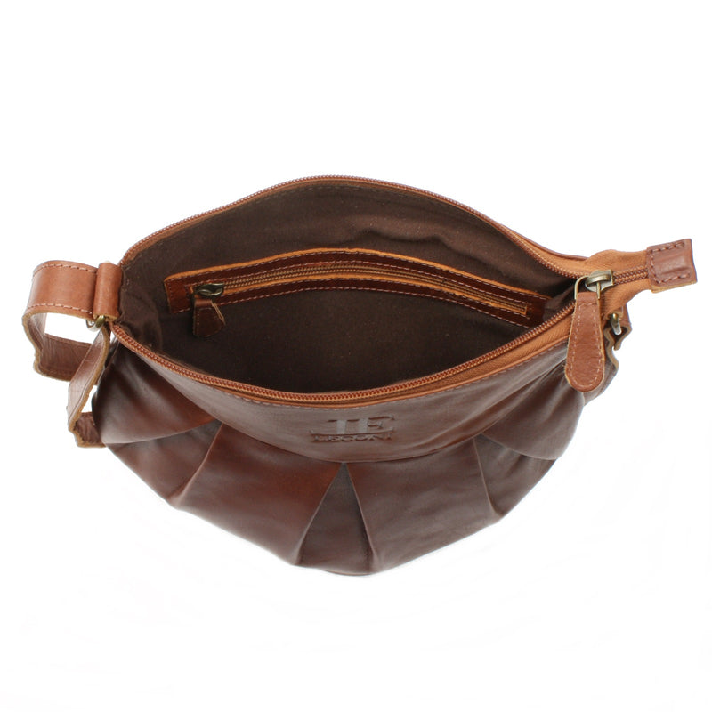Leconi kleine Umhängetasche Ledertasche Damentasche Schultertasche Leder braun LE0070 Osterangebot