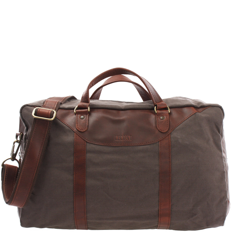 Leconi kleine Reisetasche Handgepäck Canvas Leder grau LE2009