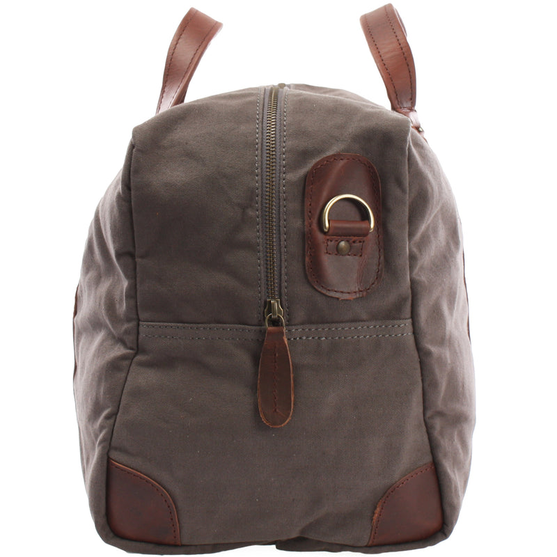 Leconi kleine Reisetasche Handgepäck Canvas Leder grau LE2009 Muttertagsangebot