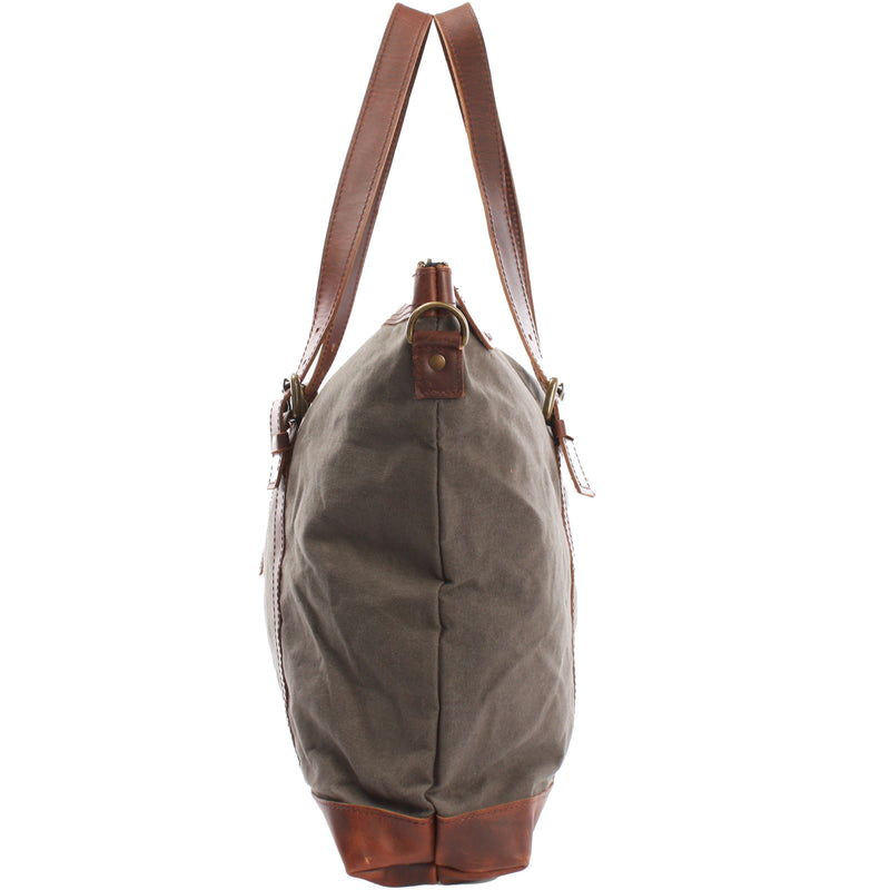 Leconi Weekender Reisetasche Shopper Damen Herren Leder Canvas grau LE2013 Vatertagsangebot