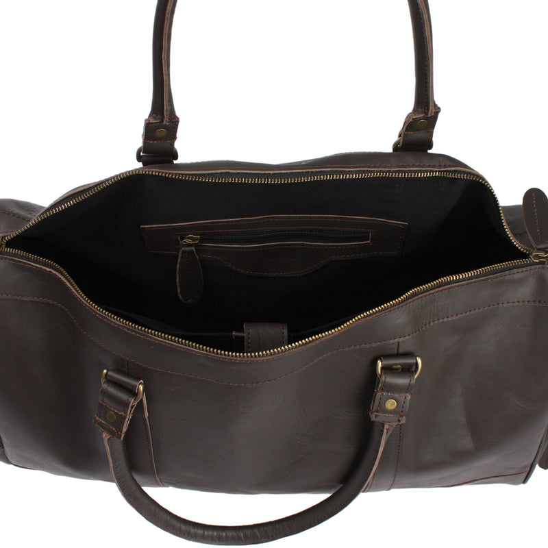 Leconi Reisetasche Weekender Sporttasche Ledertasche Damen Herren Leder dunkelbraun LE2017 Valentinstagsangebot