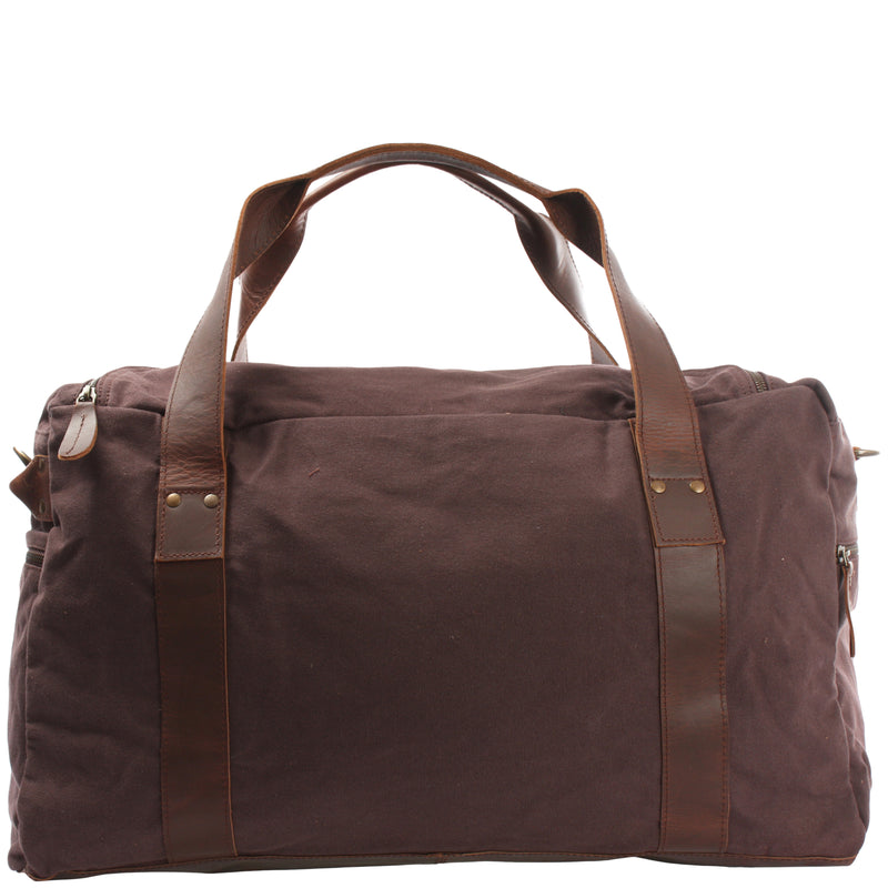 Leconi Weekender Sporttasche Reisetasche Damen Herren Leder Canvas mokka LE2014 Lagerräumung