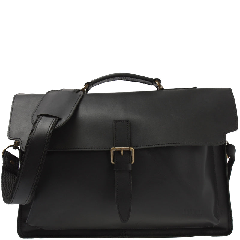 Leconi Aktentasche Businesstasche Messenger Bag Vintage Leder schwarz LE3008