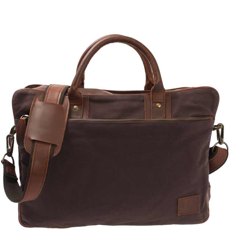 Leconi Aktentasche Arbeitstasche Bürotasche Canvas Leder mokka LE3066