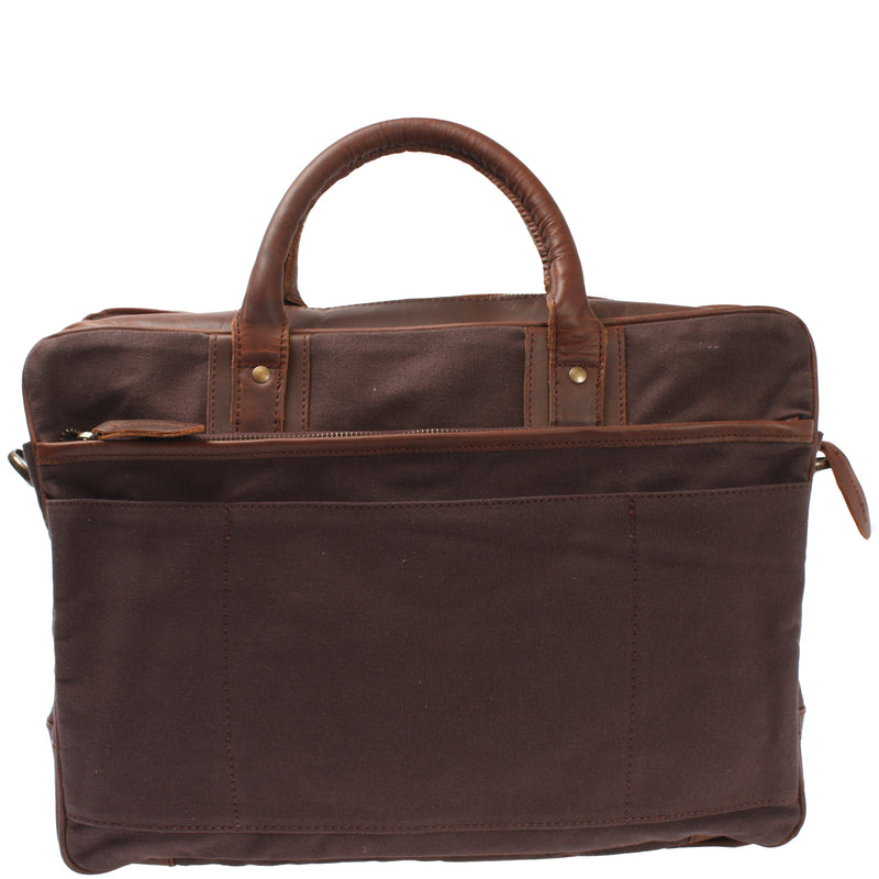 Leconi Aktentasche Arbeitstasche Bürotasche Canvas Leder mokka LE3066 Top Angebot