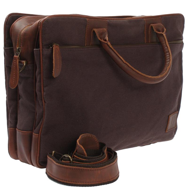 Leconi Aktentasche Arbeitstasche Bürotasche Canvas Leder mokka LE3066 Top Angebot