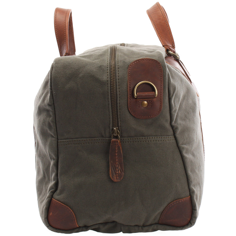 Leconi kleine Reisetasche Weekender Canvas Leder grün LE2009 Neueste Mode