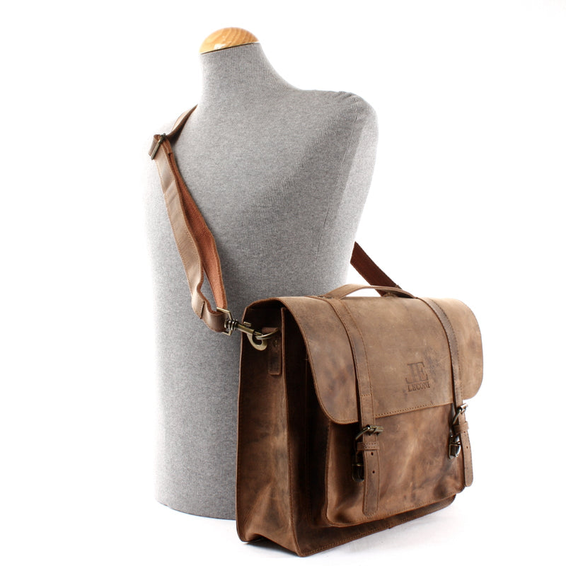 Leconi Messenger Bag Aktentasche Damen Herren Leder vintage braun LE3055 Online Outlet