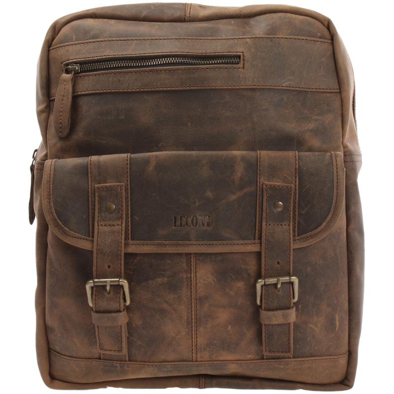 Leconi Rucksack Freizeitrucksack Lederrucksack Leder schlamm LE1018