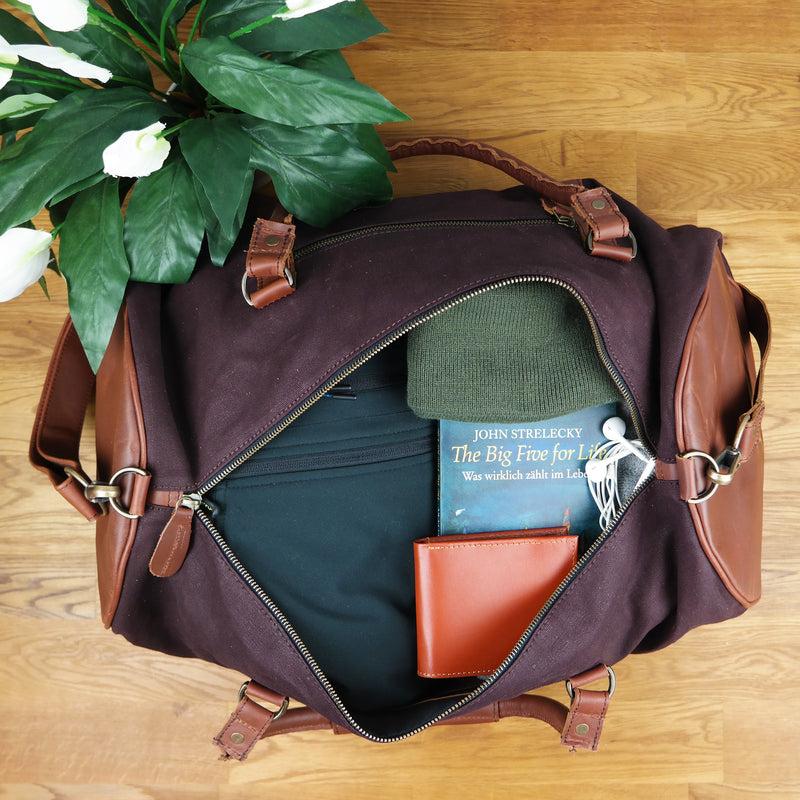 Leconi Weekender Reisetasche Sporttasche vintage Leder Canvas mokka LE2004 Exklusive Angebote