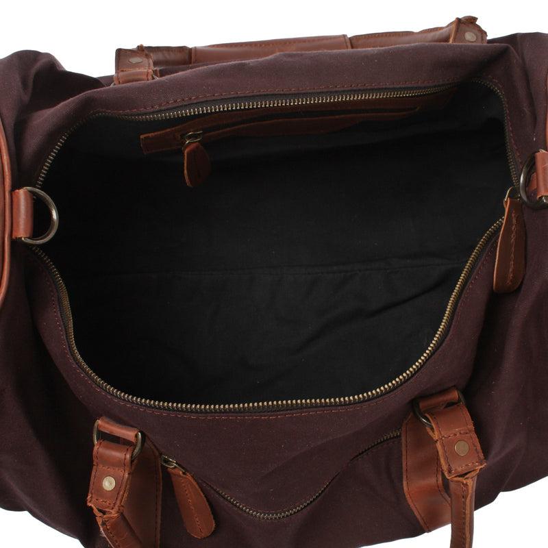 Leconi Weekender Reisetasche Sporttasche vintage Leder Canvas mokka LE2004 Exklusive Angebote