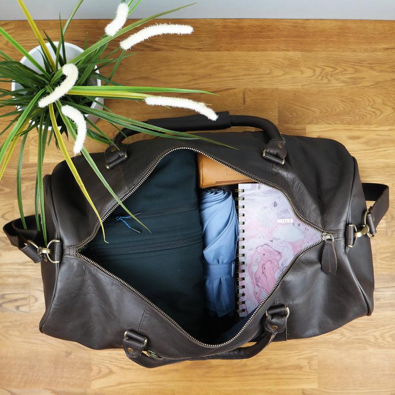 Leconi Weekender Reisetasche Sporttasche vintage Leder dunkelbraun LE2004 Blitzangebot