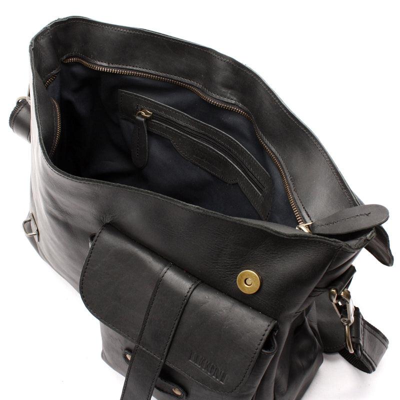 Leconi Messenger Bag Collegetasche DIN A4 Kuriertasche Leder schwarz LE3032 Große Rabatte