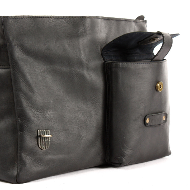 Leconi Messenger Bag Collegetasche DIN A4 Kuriertasche Leder schwarz LE3032 Große Rabatte