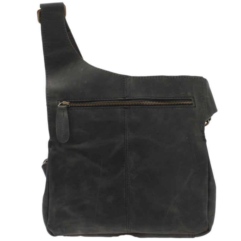 Leconi Umhängetasche Schultertasche Crossbag Damen Herren Leder grau LE3015 Neuheiten