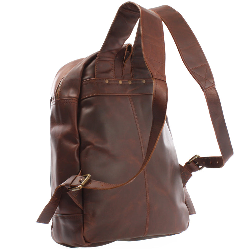 Leconi Rucksack Lederrucksack Freizeitrucksack Damen Herren Leder braun LE1017 Saisonale Angebote