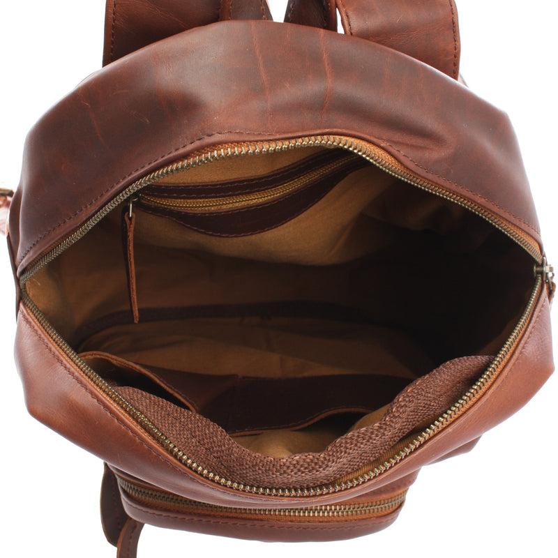 Leconi Rucksack Lederrucksack Freizeitrucksack Damen Herren Leder braun LE1017 Saisonale Angebote