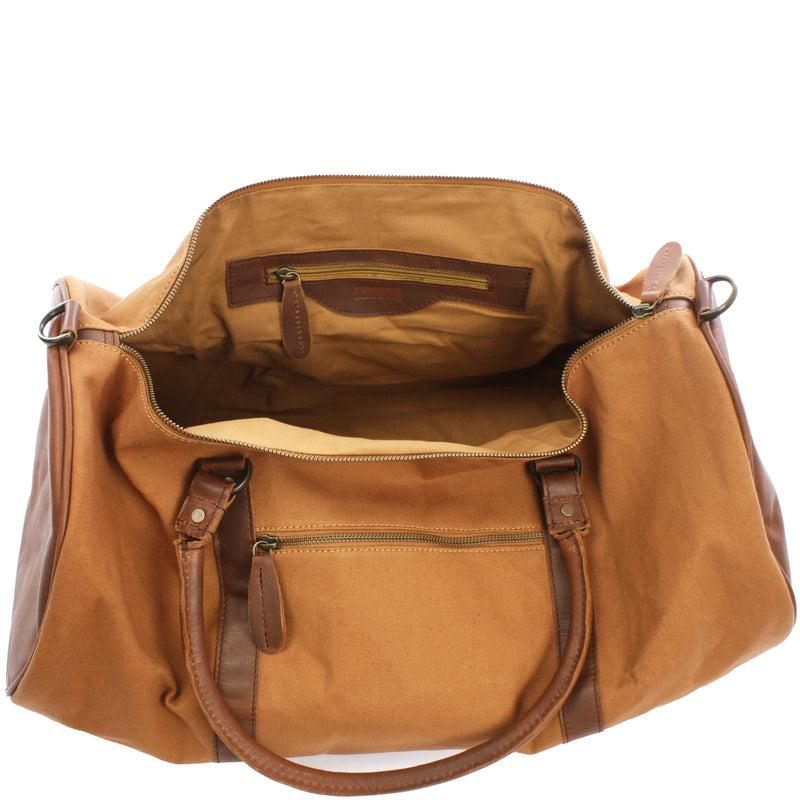 Leconi Weekender Reisetasche Sporttasche vintage Leder Canvas cognac LE2004 Räumungsverkauf