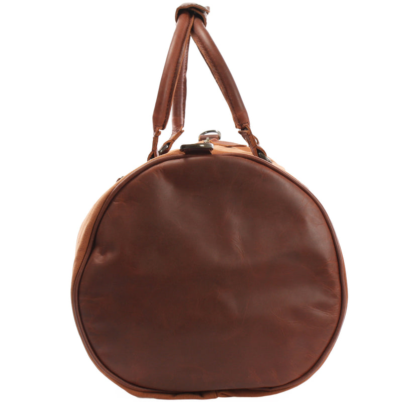 Leconi Weekender Reisetasche Sporttasche vintage Leder Canvas cognac LE2004 Räumungsverkauf